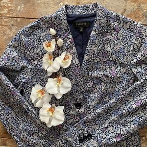 Talbots Navy Floral Blazer Lightweight for Spring